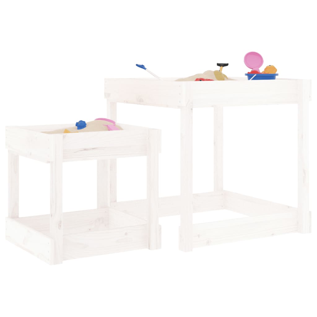 Sand Tables 2 Pcs White Solid Wood Pine
