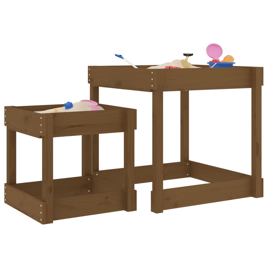Sand Tables 2 Pcs White Solid Wood Pine
