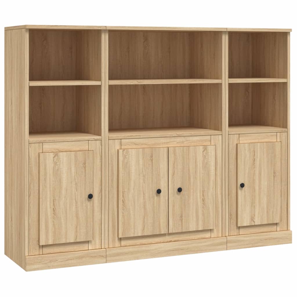 Highboards 3 Pcs Engineered Wood