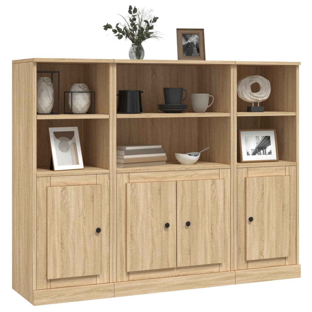 Highboards 3 Pcs Engineered Wood