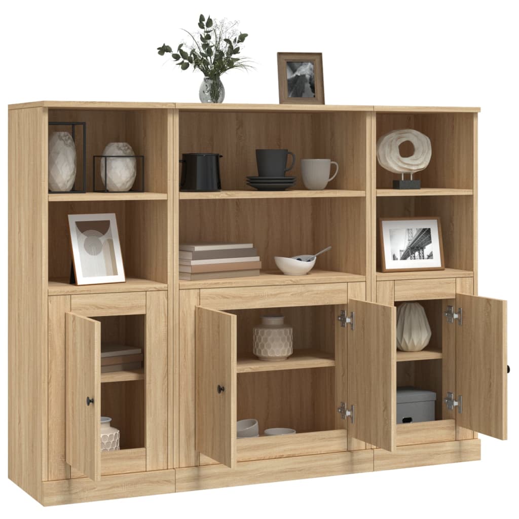 Highboards 3 Pcs Engineered Wood