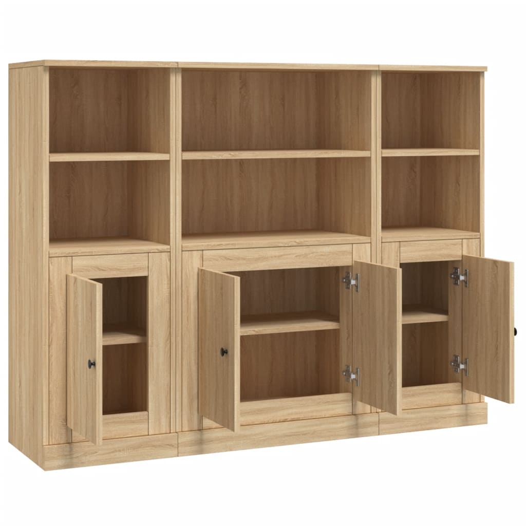 Highboards 3 Pcs Engineered Wood