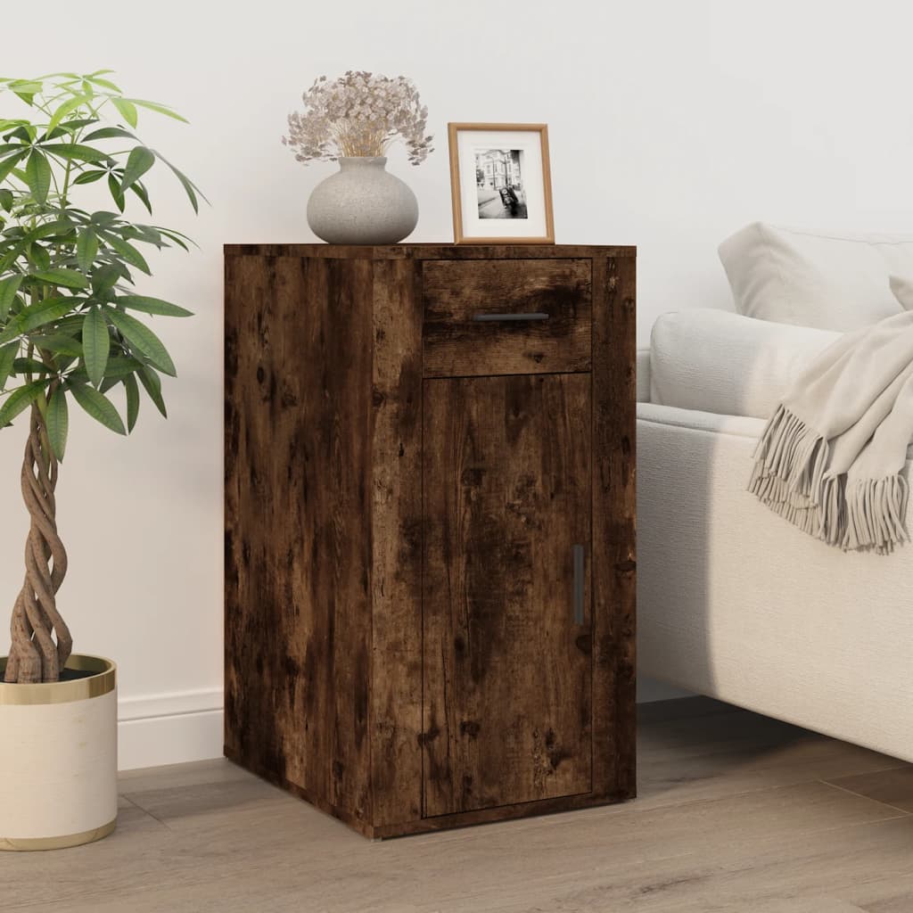 Desk With Cabinet Engineered Wood