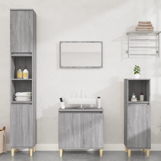 3 Piece Bathroom Furniture Set Engineered Wood