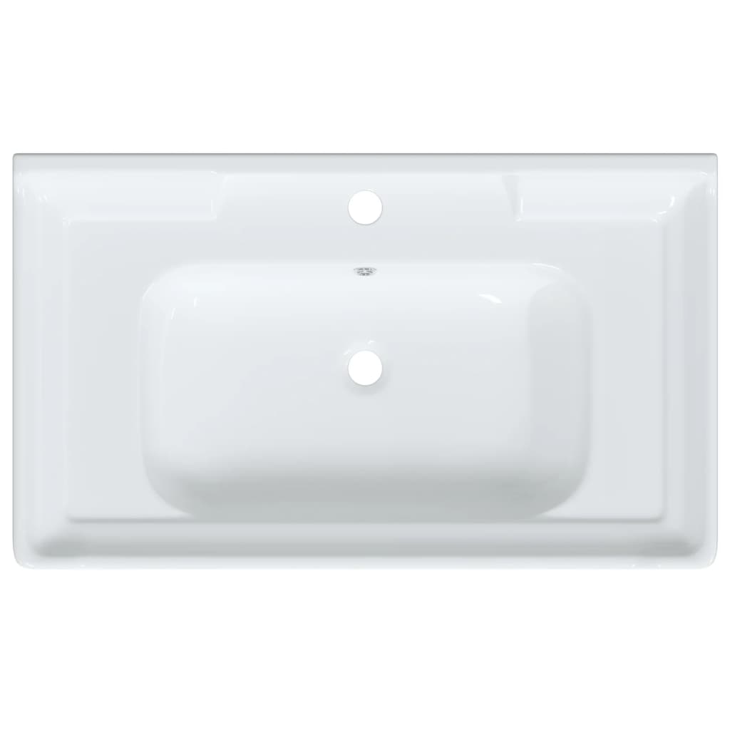 Bathroom Sink White Rectangular Ceramic