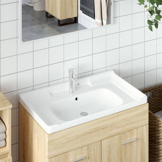 Bathroom Sink White Rectangular Ceramic