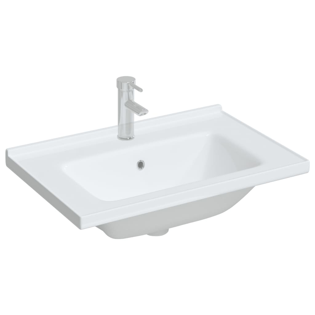 Bathroom Sink White Rectangular Ceramic