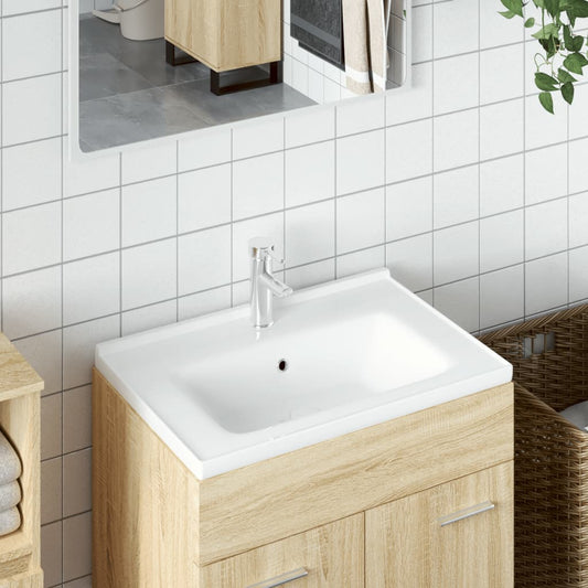 Bathroom Sink White Rectangular Ceramic