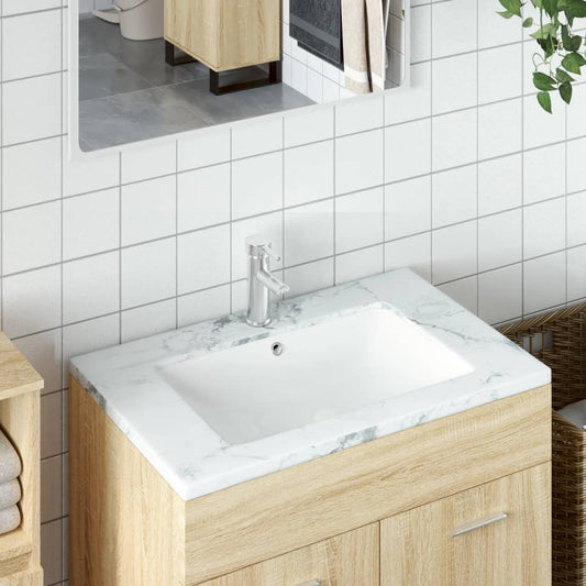 Bathroom Sink White Rectangular Ceramic