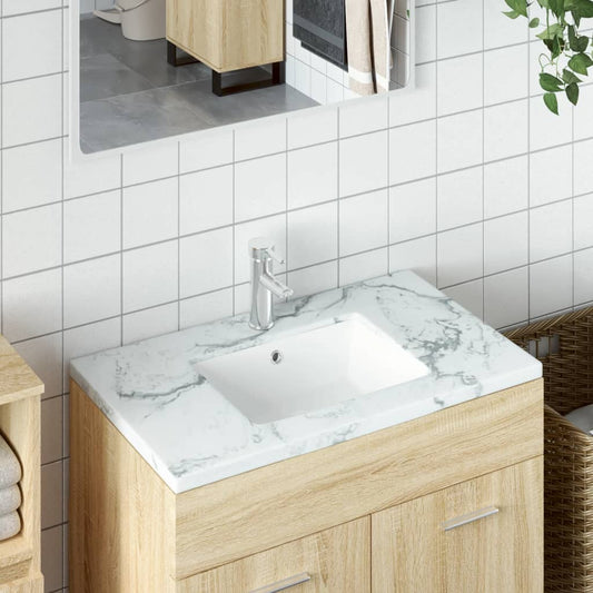 Bathroom Sink White Rectangular Ceramic