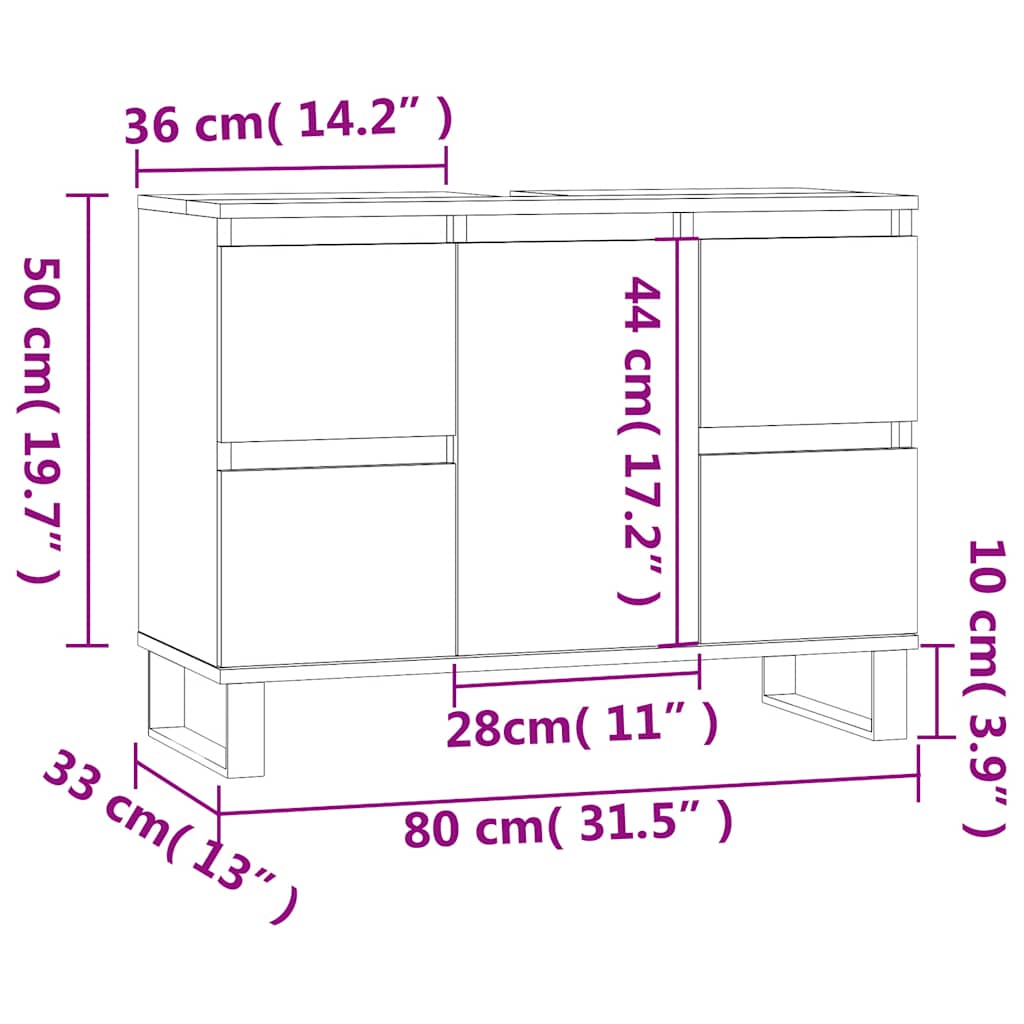 Bathroom Cabinet 80X33X60 Cm Engineered Wood