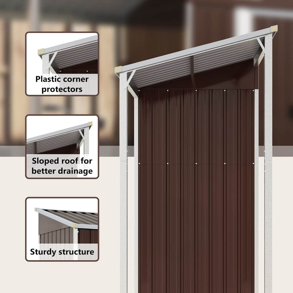 Garden Shed With Extended Roof 277X107X181 Cm Steel