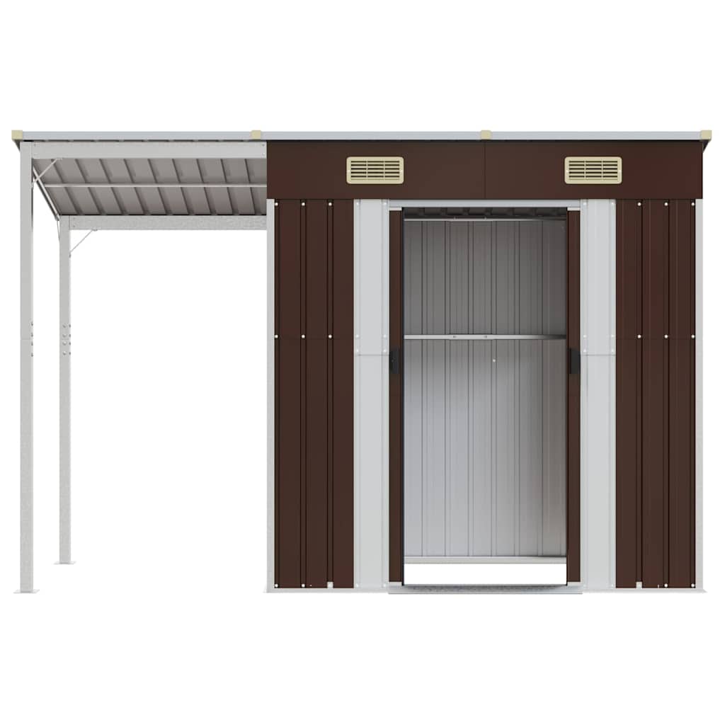 Garden Shed With Extended Roof 277X107X181 Cm Steel