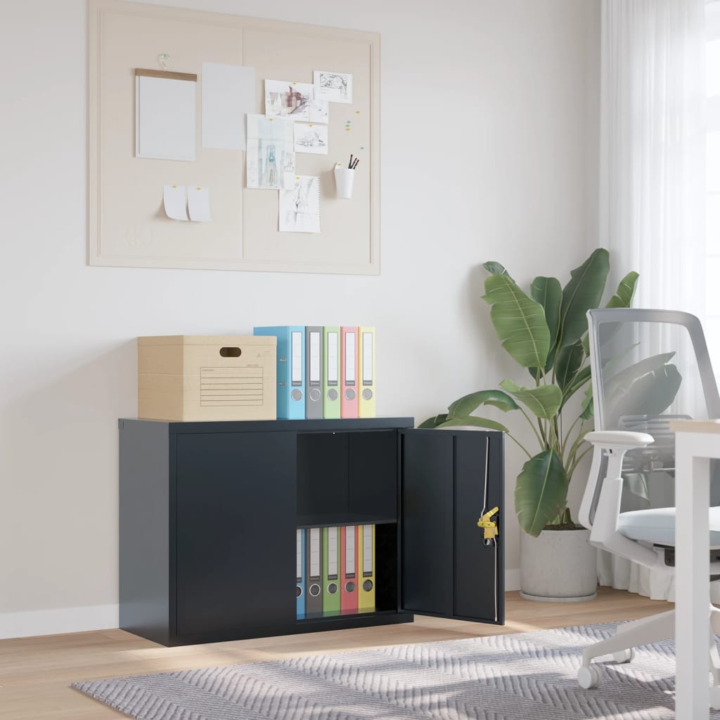 Office Cabinet 90X40X140Cm Steel Grey