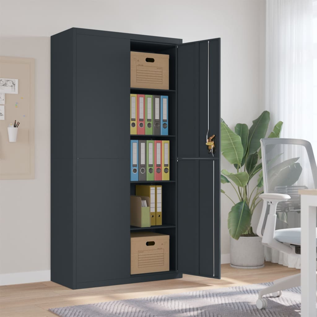 Office Cabinet 90X40X140Cm Steel Grey
