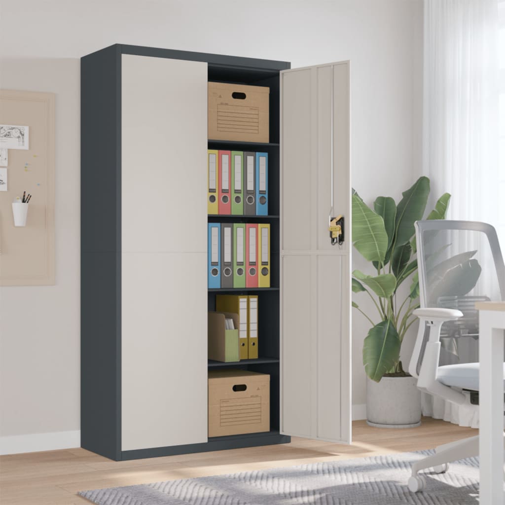 Office Cabinet 90X40X140Cm Steel Grey