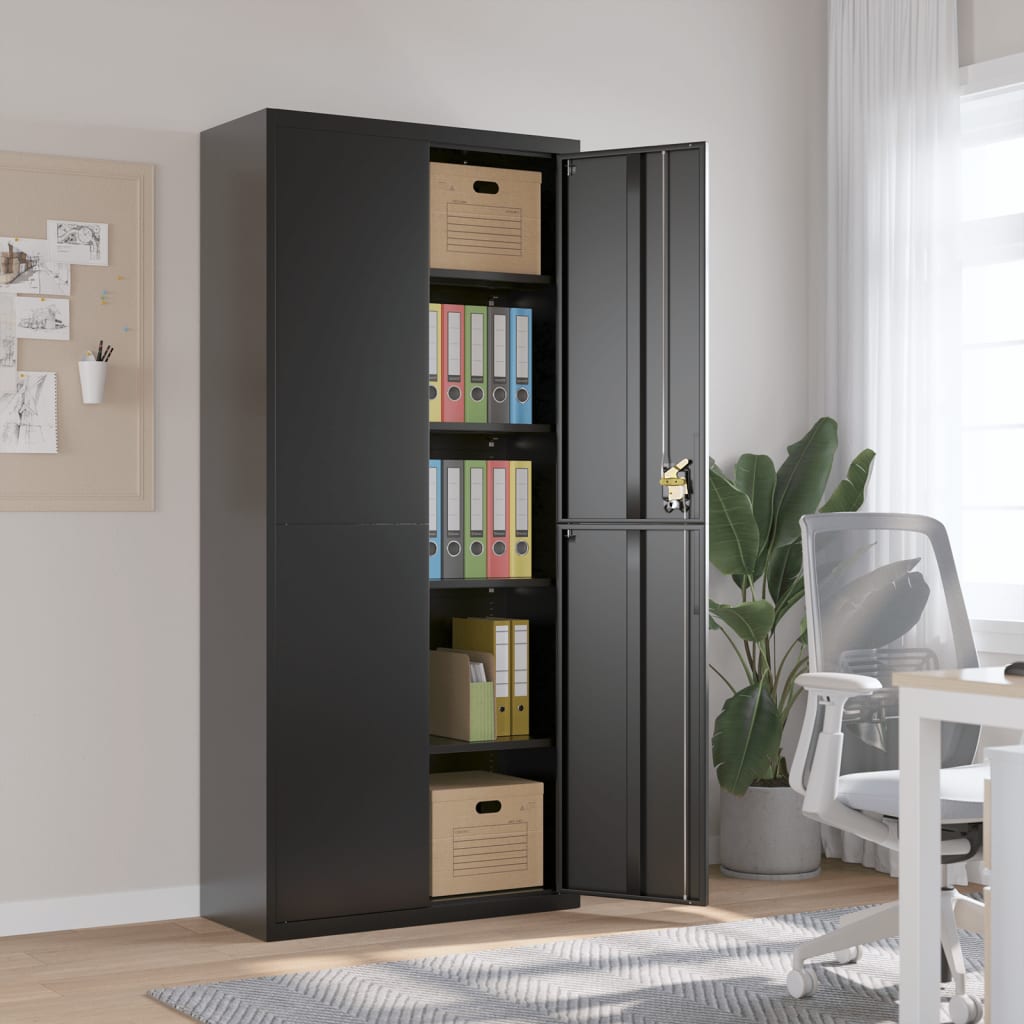 Office Cabinet 90X40X140Cm Steel Grey