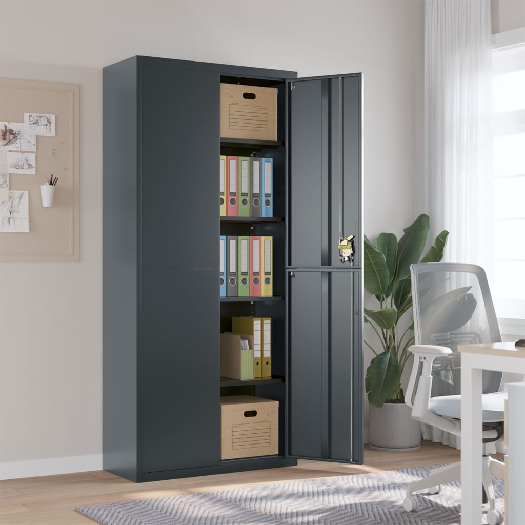 Office Cabinet 90X40X140Cm Steel Grey
