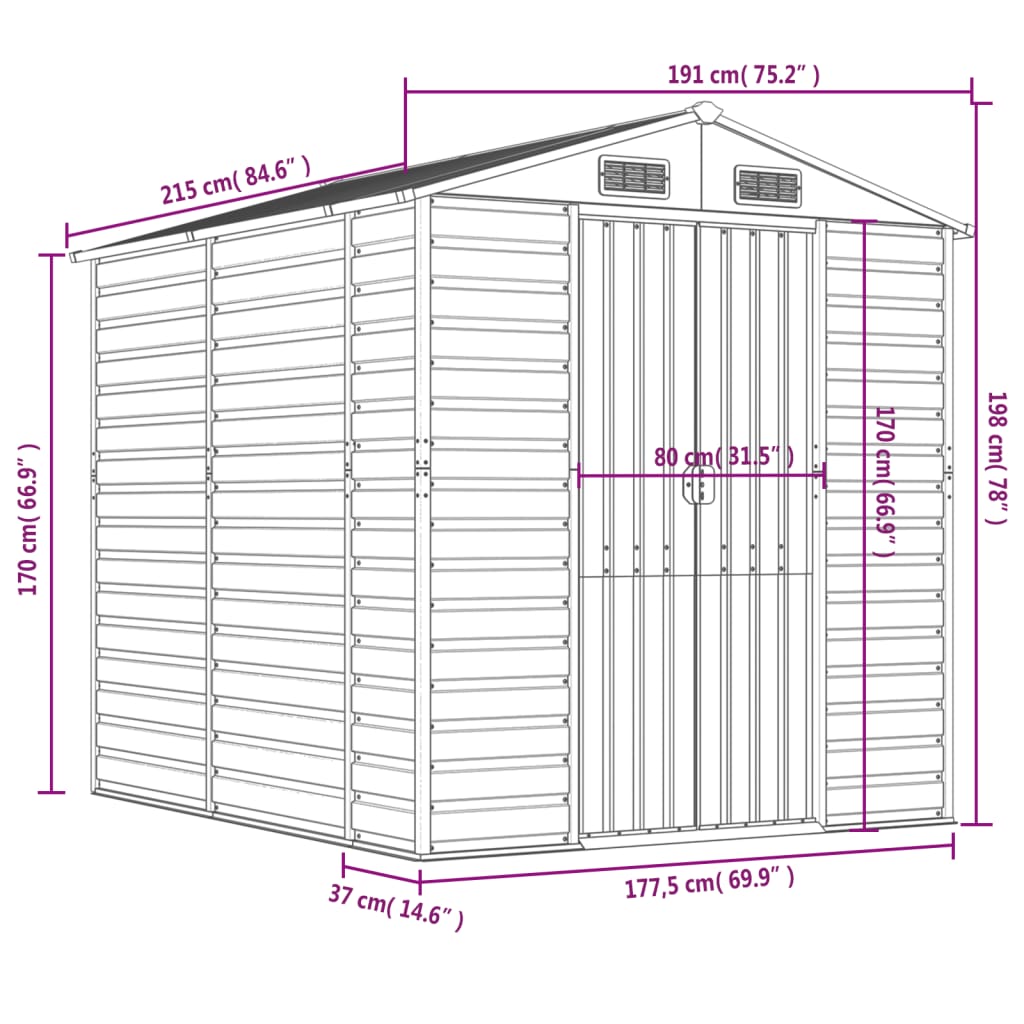 Garden Shed Galvanised Steel