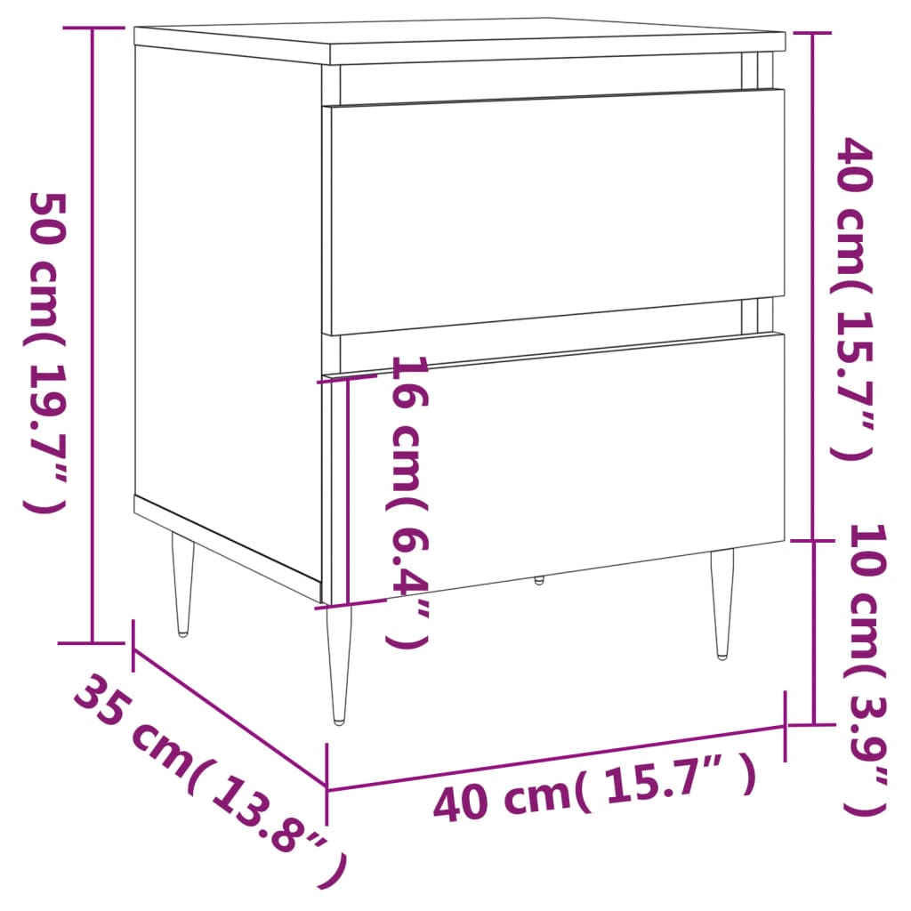Bedside Cabinet 40X35X50 Cm Engineered Wood
