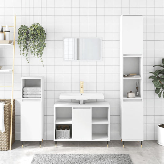 3 Piece Bathroom Furniture Set Engineered Wood