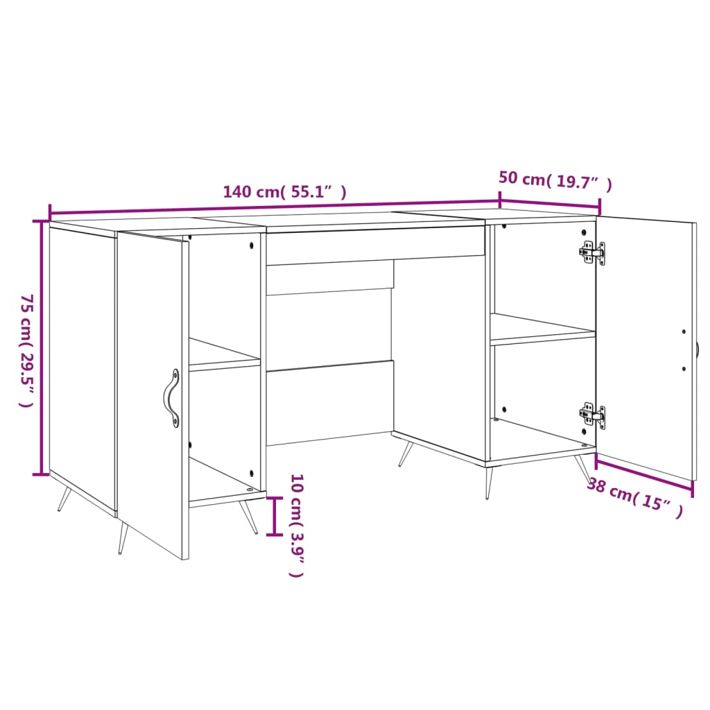 Desk 140X50X75 Cm Engineered Wood
