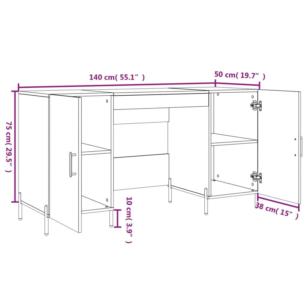 Desk 140X50X75 Cm Engineered Wood