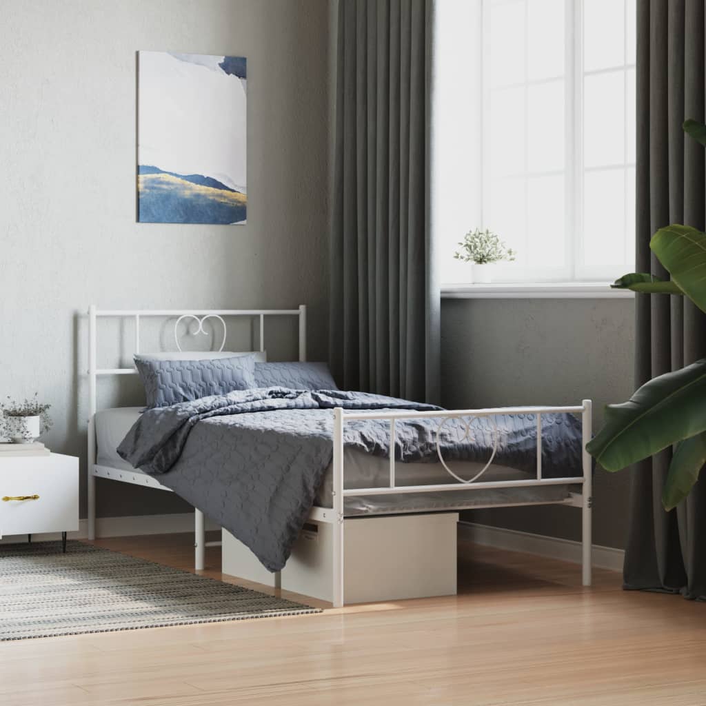 Metal Bed Frame Without Mattress With Footboard 75X190Cm
