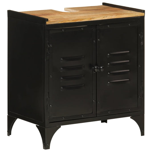 Bathroom Sink Cabinet 55X35X60 Cm Iron And Solid Wood Mango