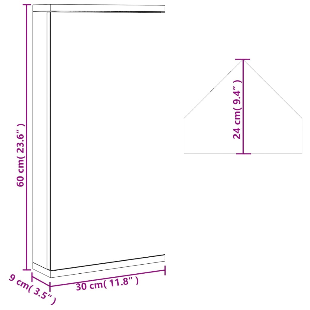 Corner Bathroom Mirror Cabinet 30X24X60 Cm