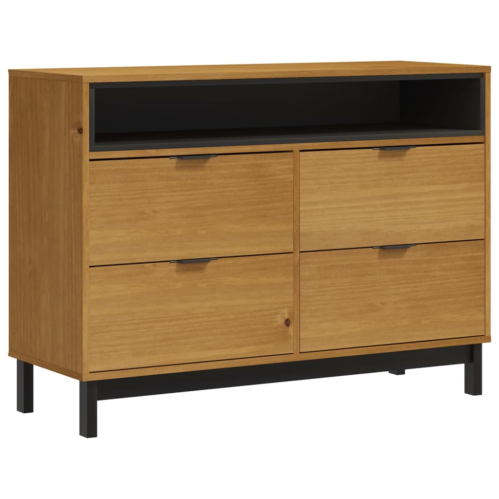 Drawer Cabinet Flam 110X40X80 Cm Solid Wood Pine