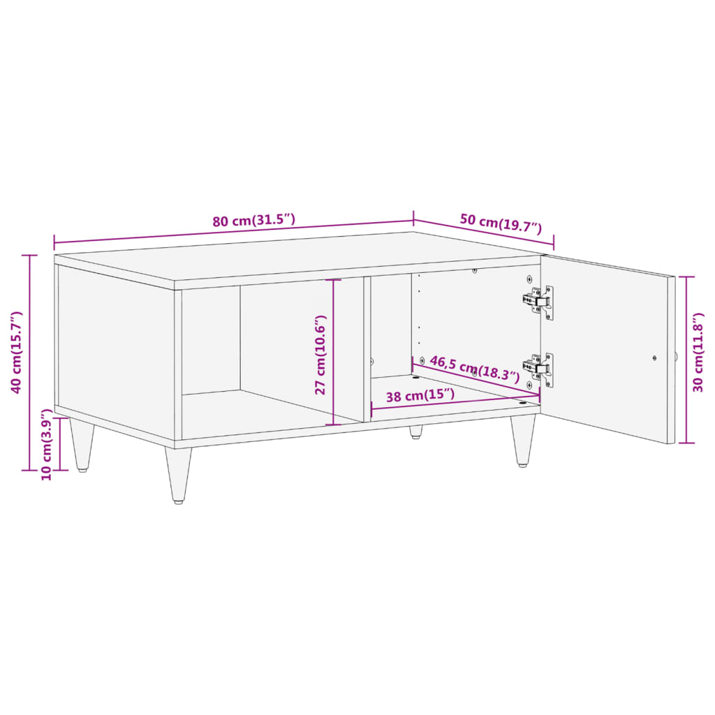 Coffee Table 80X50X40 Cm Solid Wood Mango
