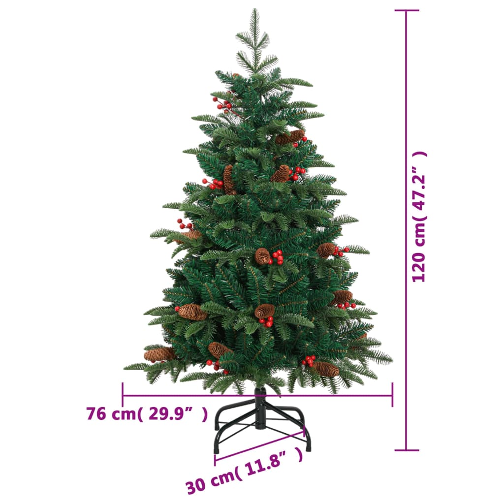 Artificial Hinged Christmas Tree With Cones And Berries