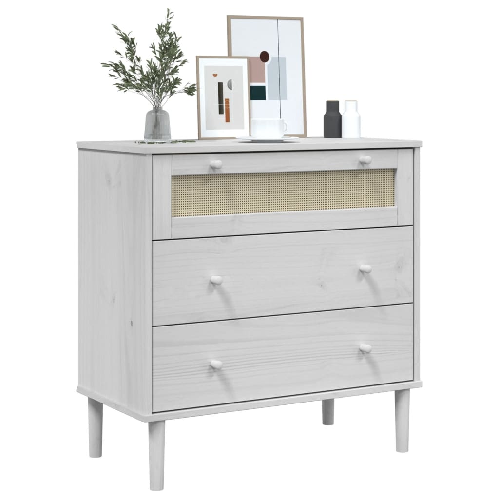 Drawer Cabinet Senja Rattan Look 80X40X80 Cm Solid Wood Pine