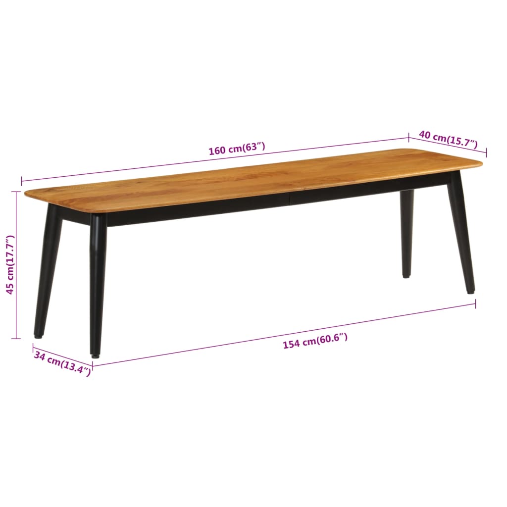 Bench 160X40X45 Cm Solid Wood Mango And Iron