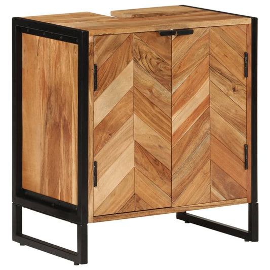 Bathroom Cabinet 55X35X60 Cm Solid Wood Acacia And Iron