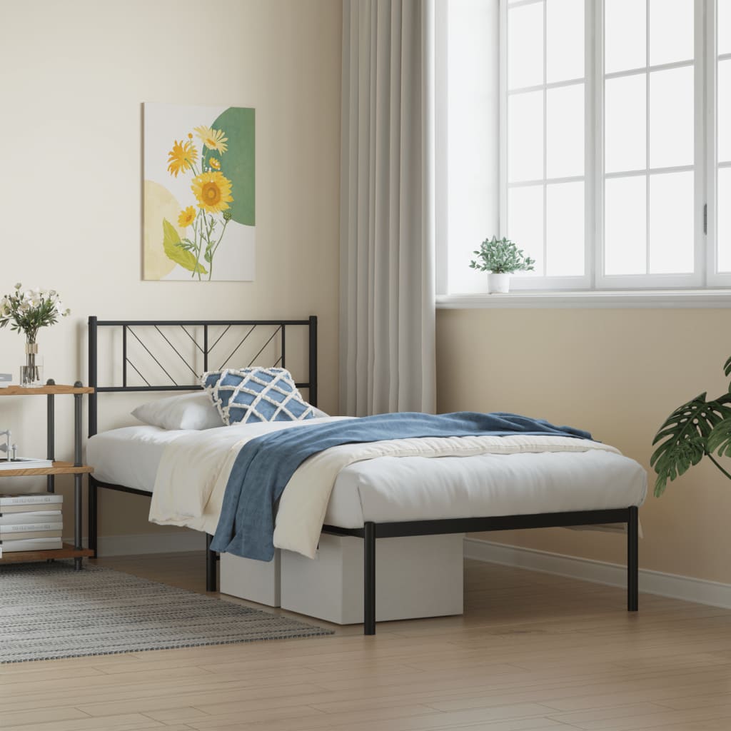 Metal Bed Frame Without Mattress With Footboard 75X190Cm