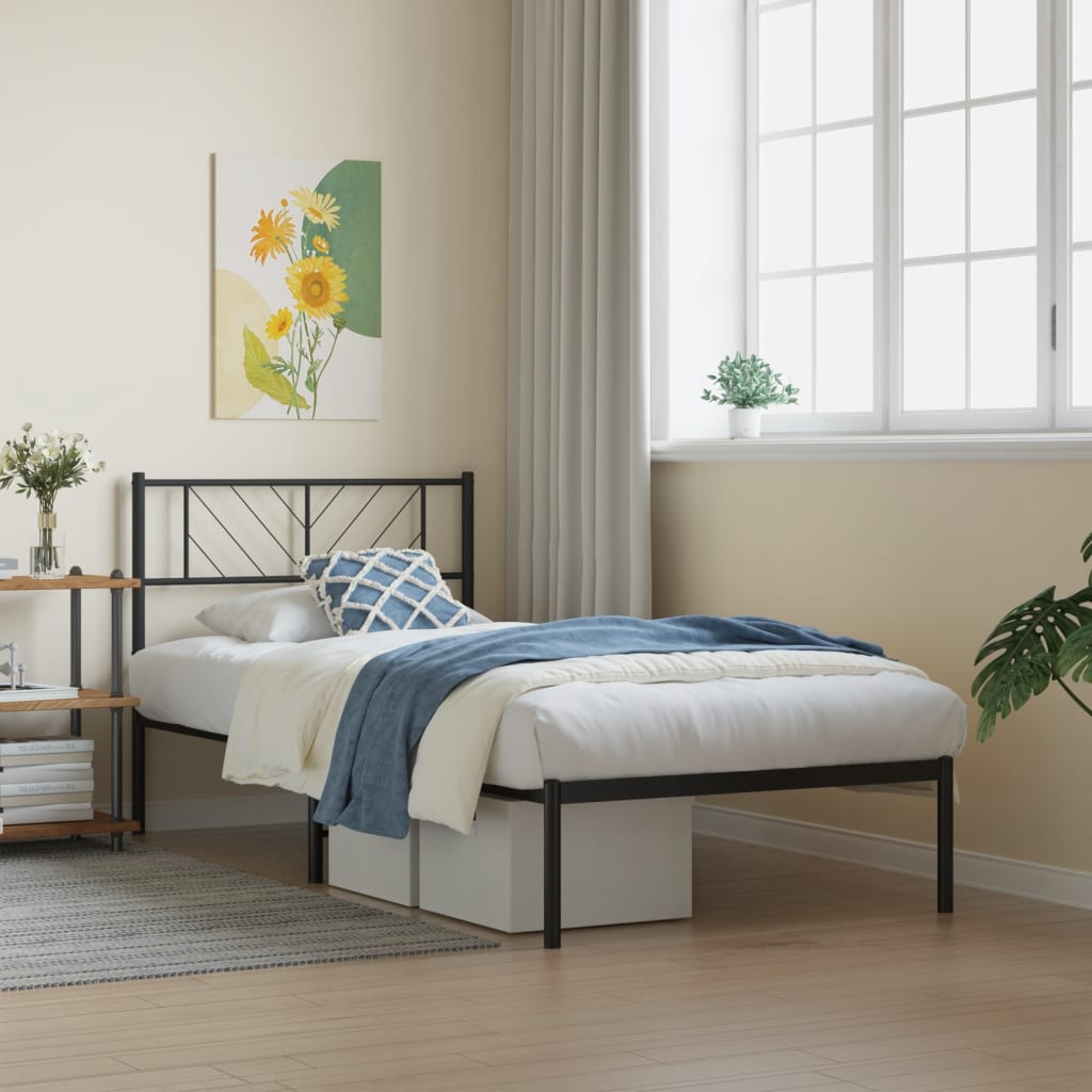 Metal Bed Frame Without Mattress With Footboard 75X190Cm