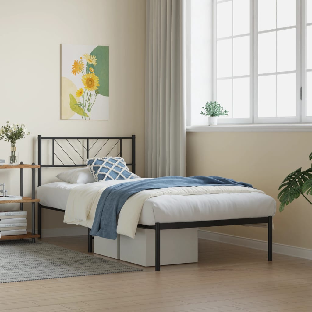 Metal Bed Frame Without Mattress With Footboard 75X190Cm