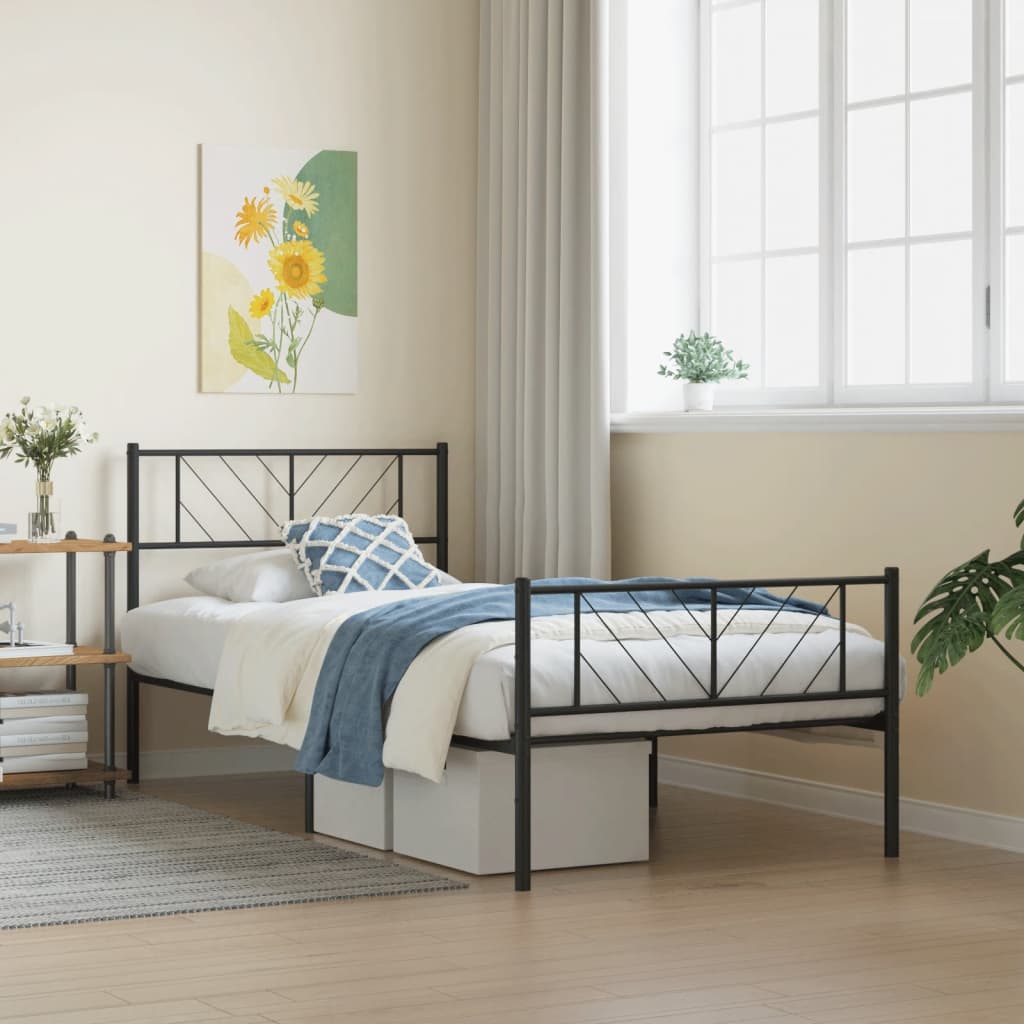 Metal Bed Frame Without Mattress With Footboard 75X190Cm