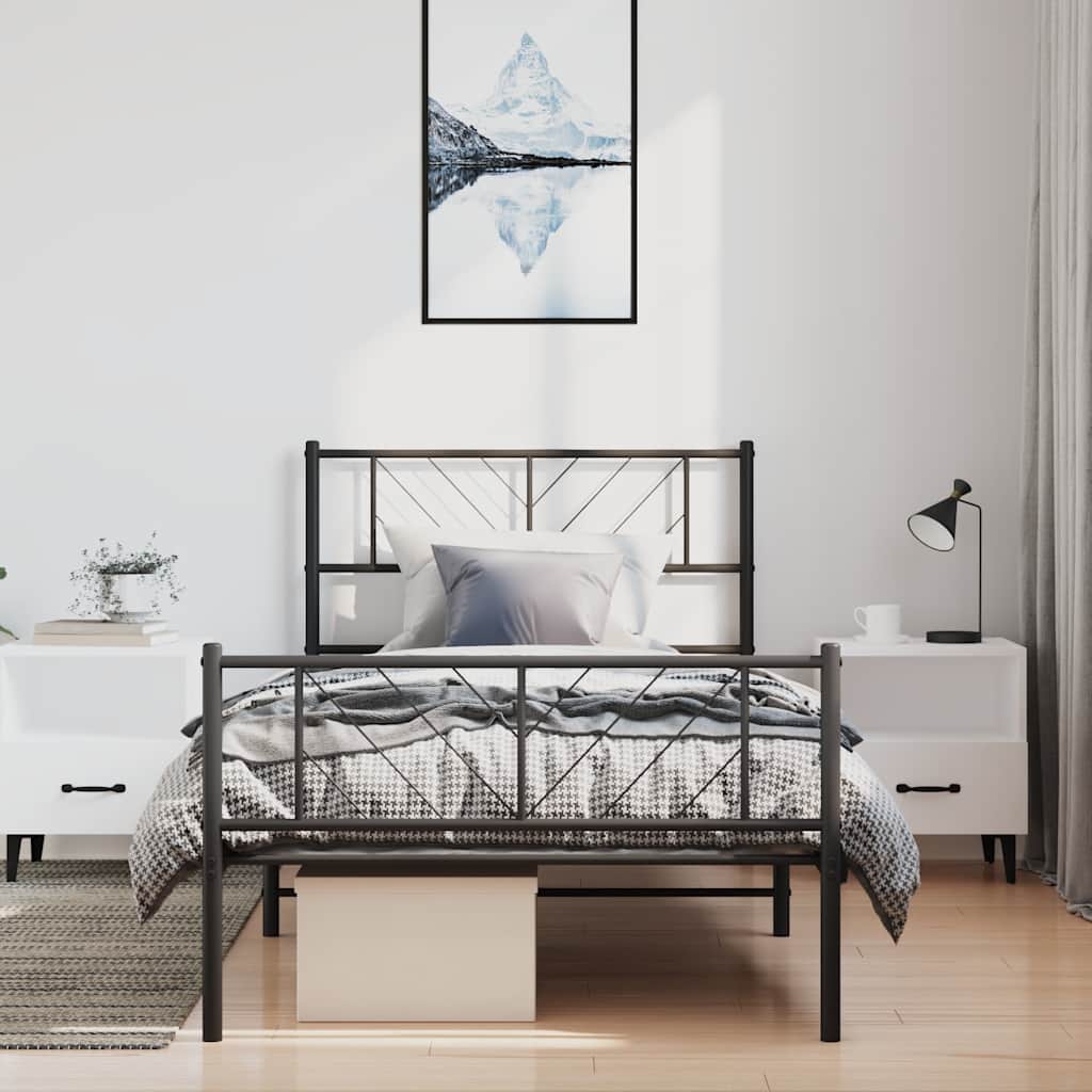Metal Bed Frame Without Mattress With Footboard 75X190Cm