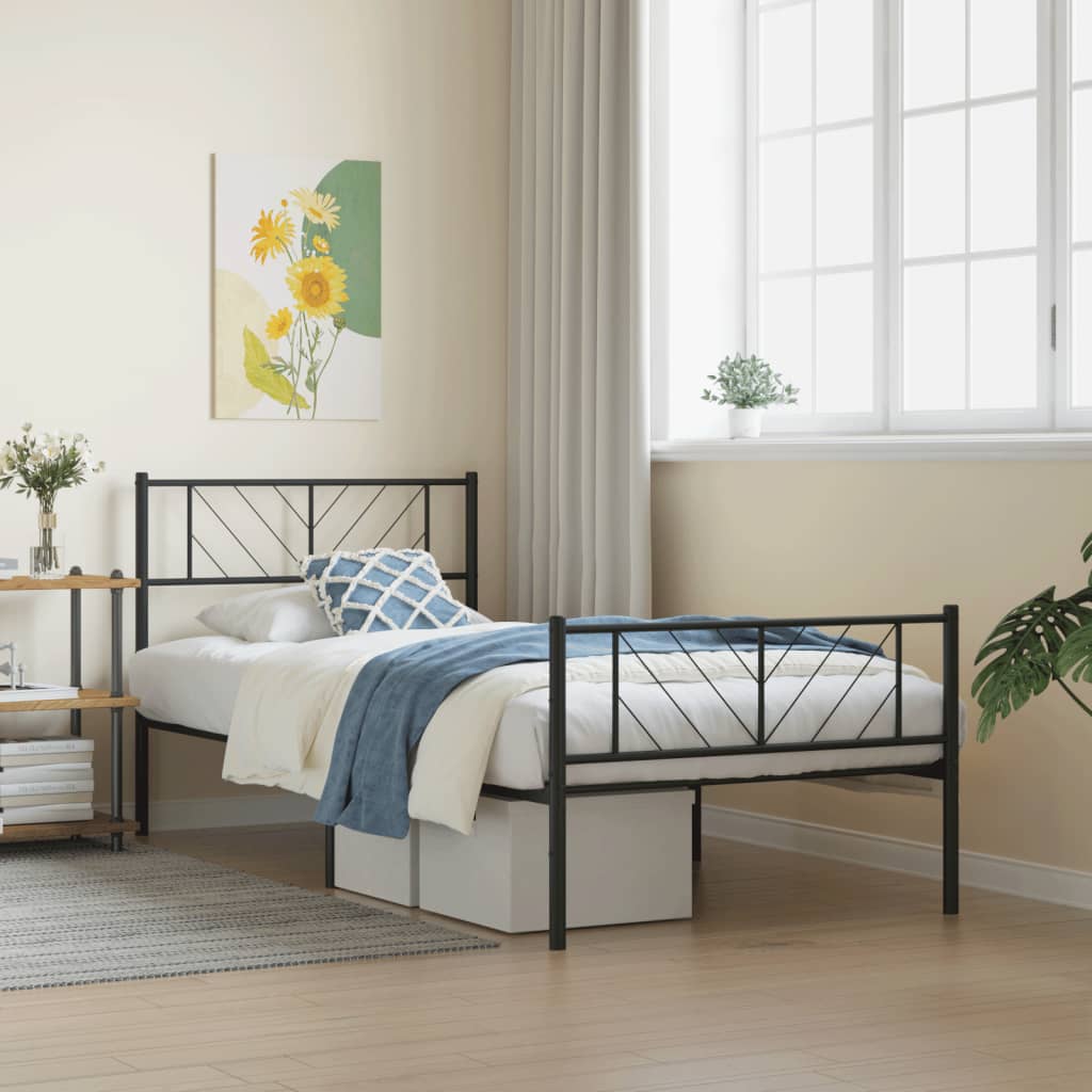 Metal Bed Frame Without Mattress With Footboard 75X190Cm