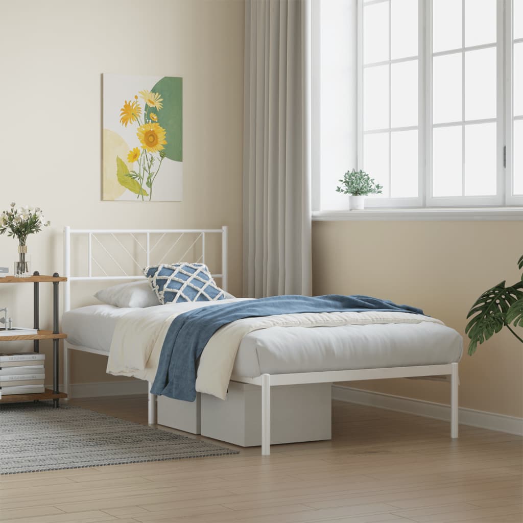 Metal Bed Frame Without Mattress With Footboard 75X190Cm
