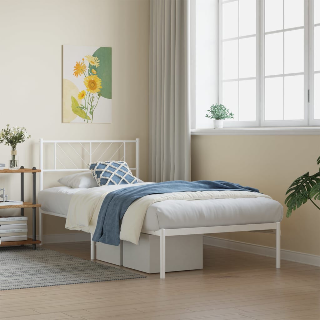 Metal Bed Frame Without Mattress With Footboard 75X190Cm