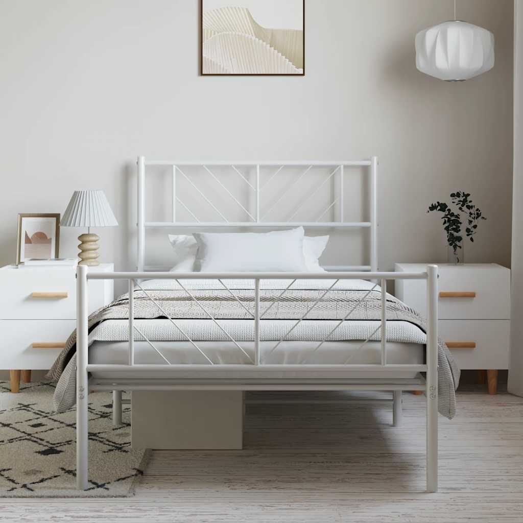 Metal Bed Frame Without Mattress With Footboard 75X190Cm
