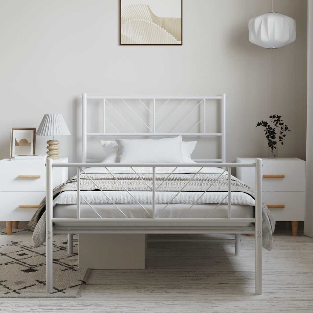 Metal Bed Frame Without Mattress With Footboard 75X190Cm