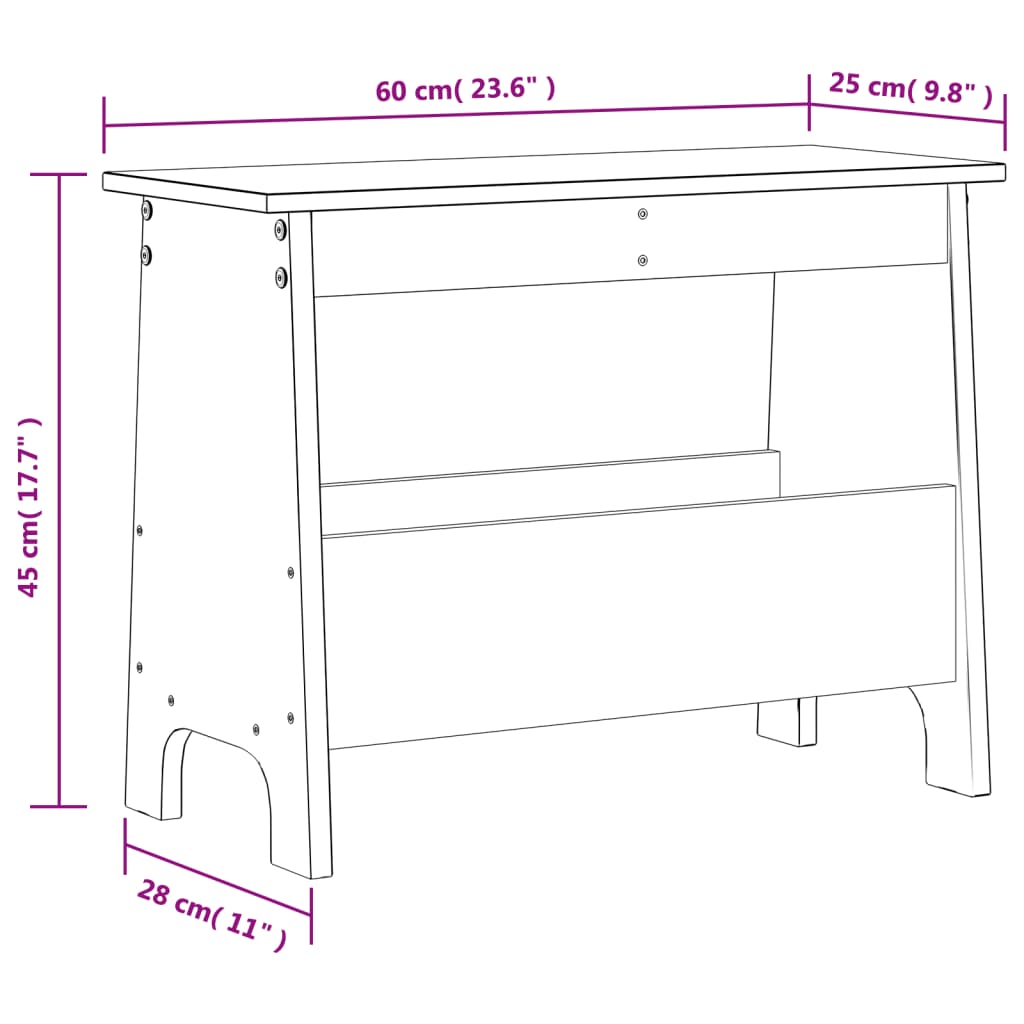 Hall Bench Wax Solid Wood Pine