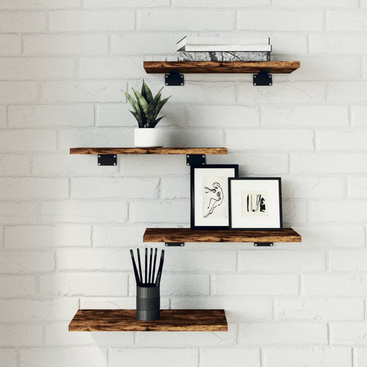Wall Shelves 4 Pcs Engineered Wood