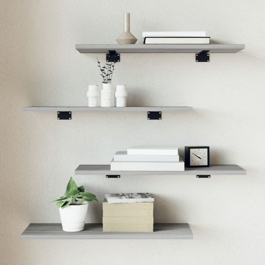 Wall Shelves 4 Pcs Engineered Wood