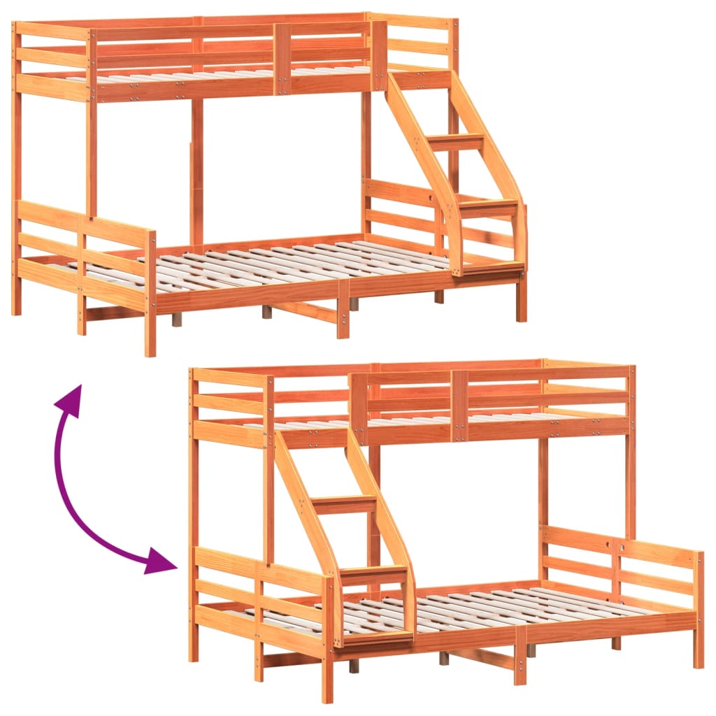Bunk Bed Without Mattress 80X200/140X200 Cm Solid Wood